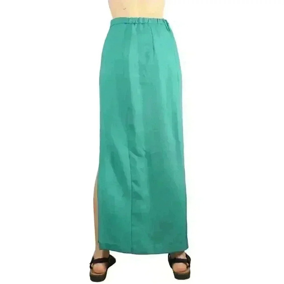 Vintage Teal Slit Maxi Pencil Skirt - Picture 4 of 4